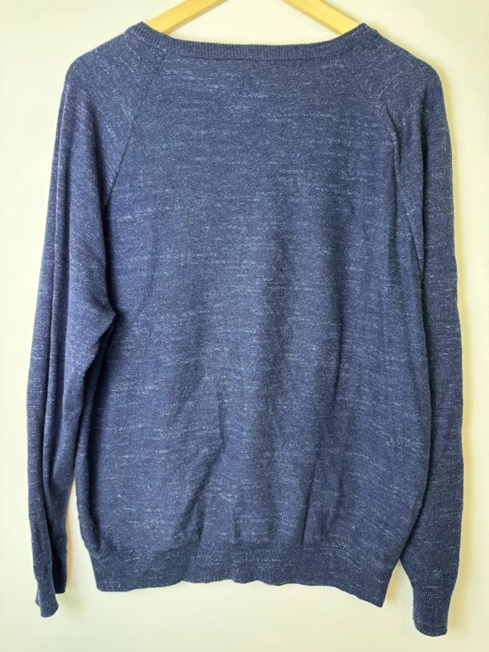 J.Crew 100% Cotton Crewneck Sweater Men’s Large Navy Blue Marled Knit